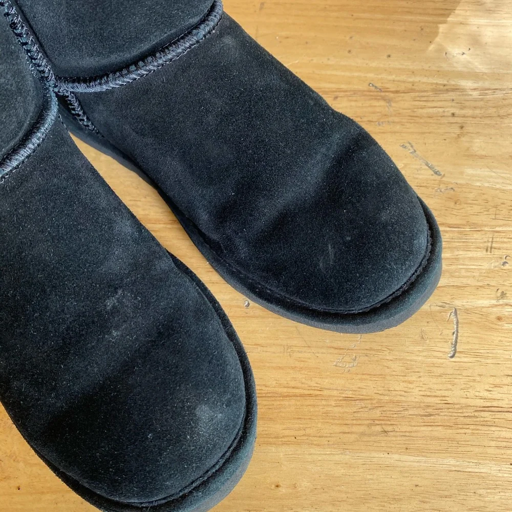 BearPaw Black Dorado II Suede Leather Sherpa Lined Boots Size 8